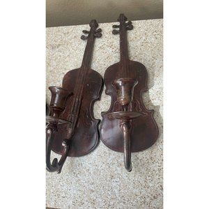 Vintage Bard International Violin Cello Wall Sconces Candle Holders Décor India